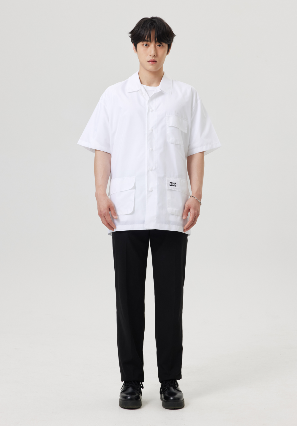 オープンバックハーフワークシャツ ホワイト