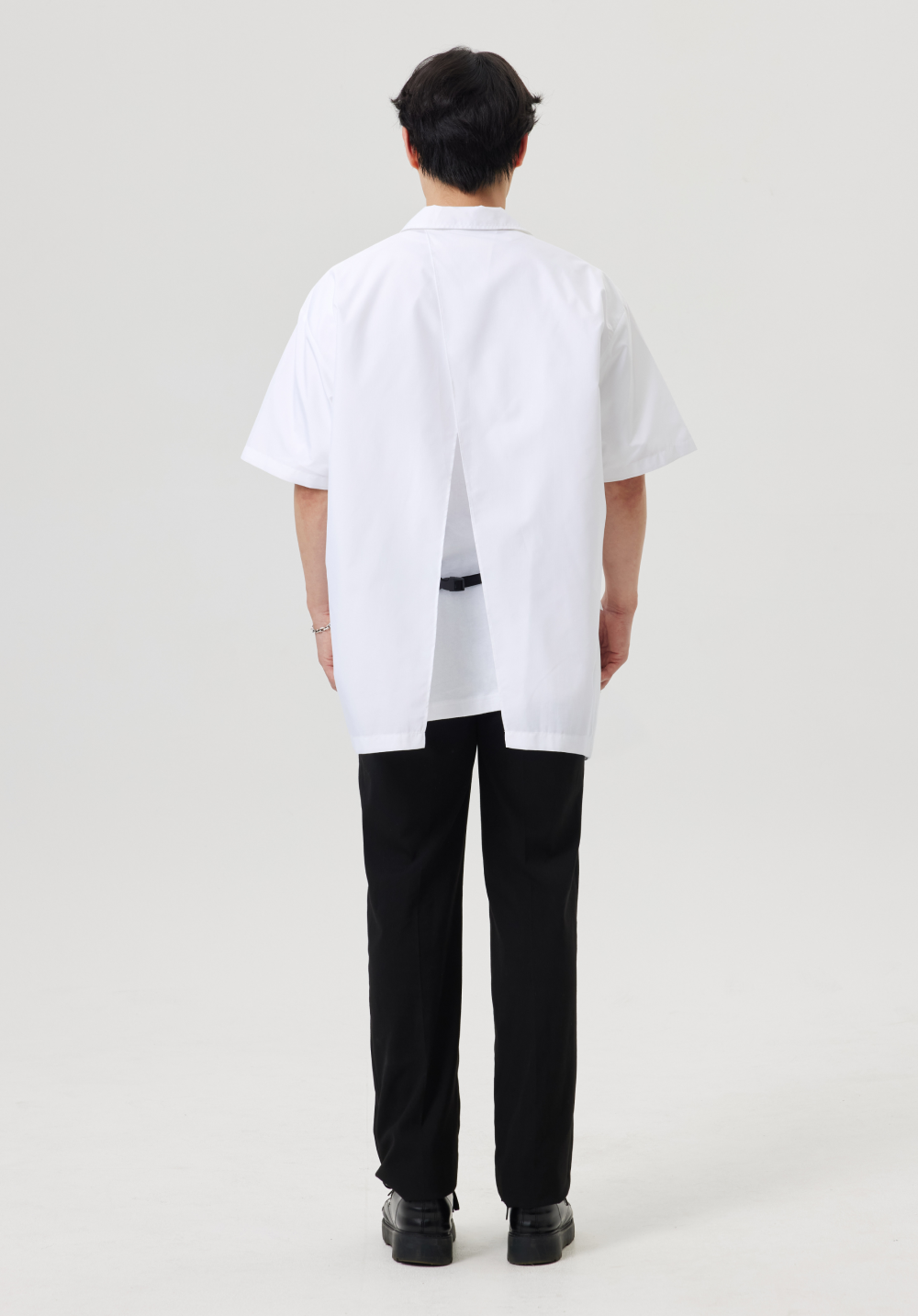 オープンバックハーフワークシャツ ホワイト