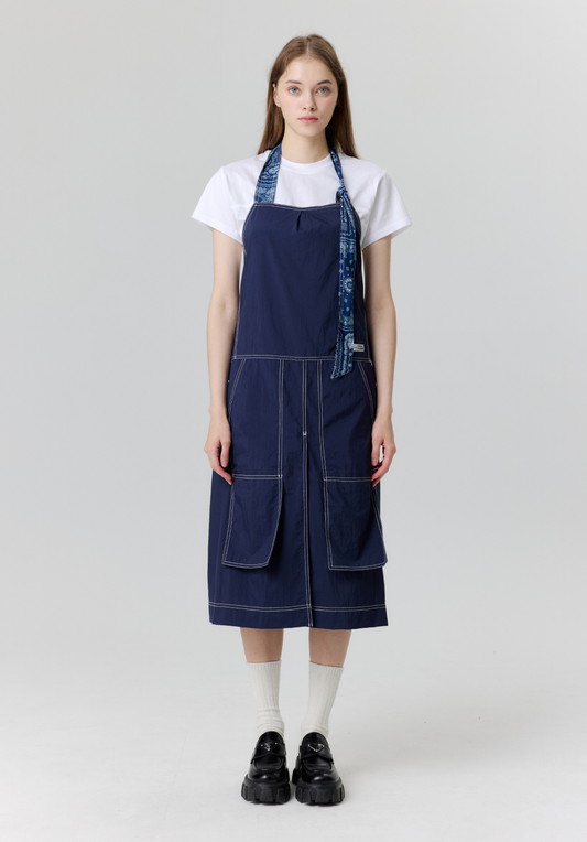 ステッチエプロンブルー
