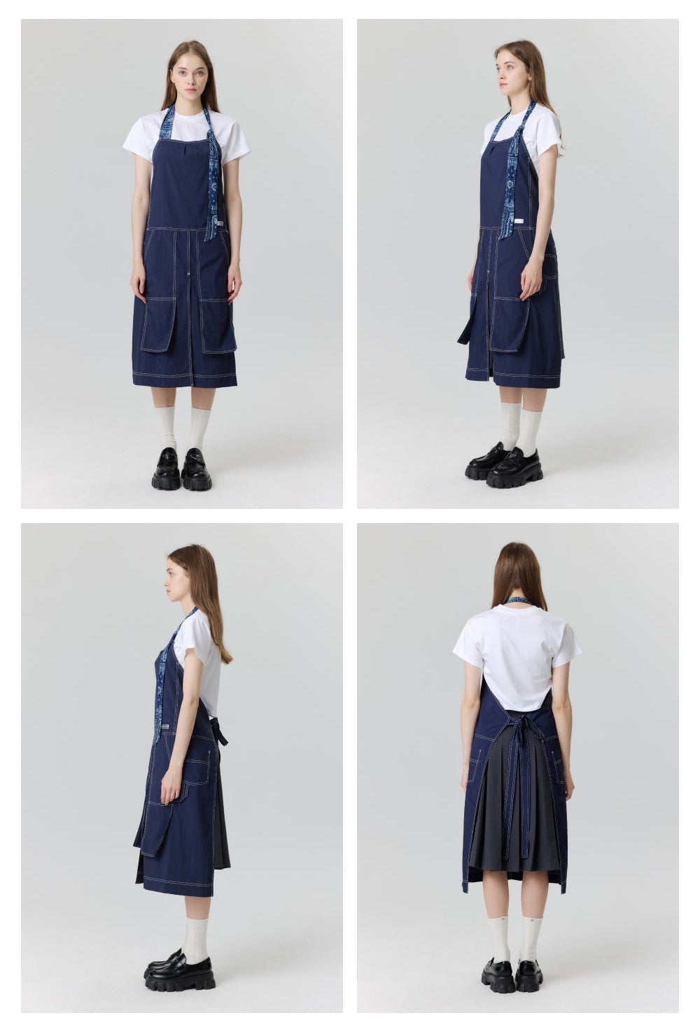 ステッチエプロンブルー