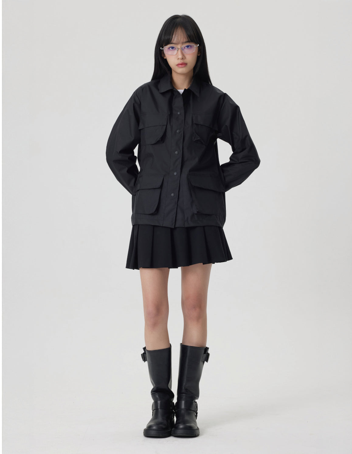 オープンバックワークシャツ